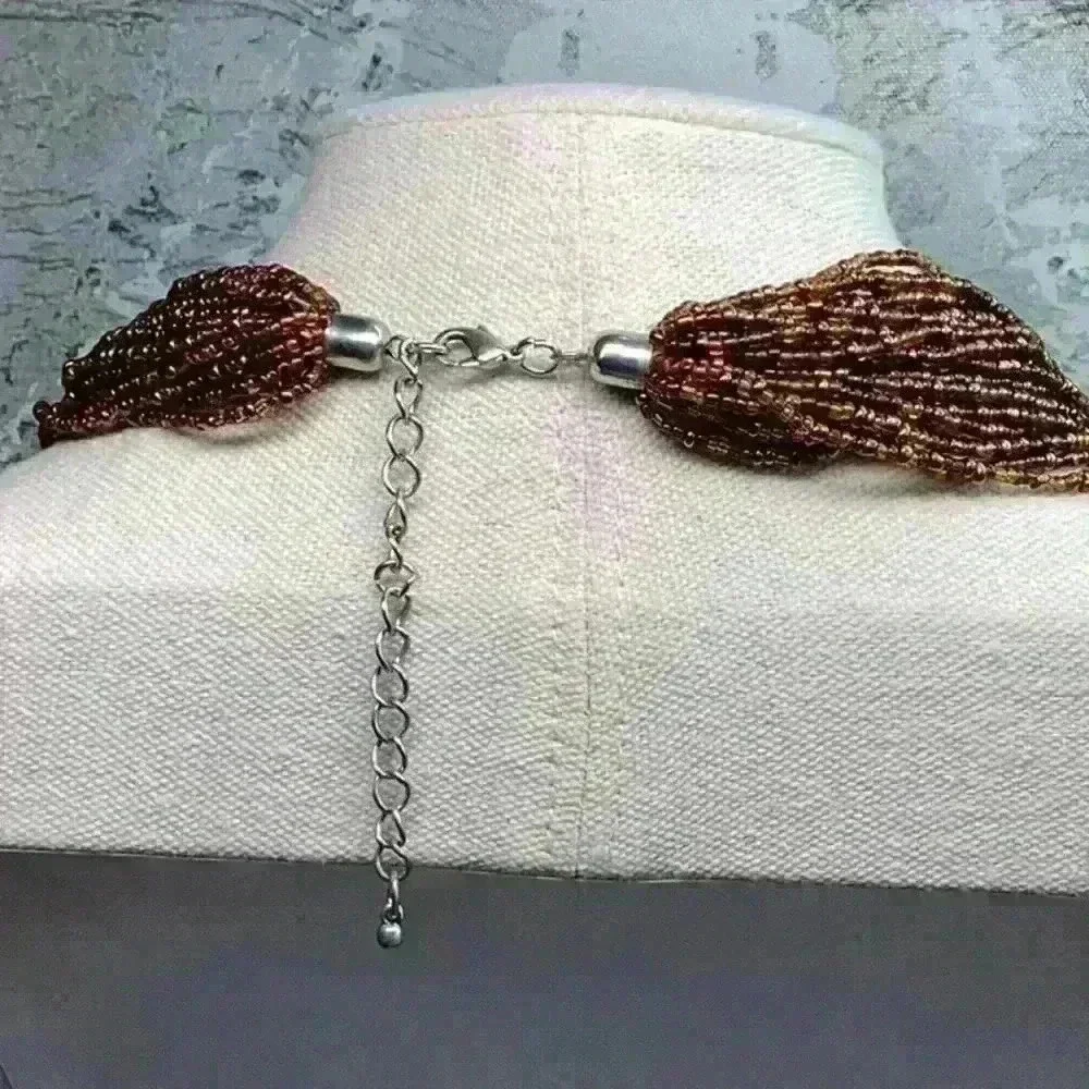 Vintage Brown Glass Seed Bead Necklace